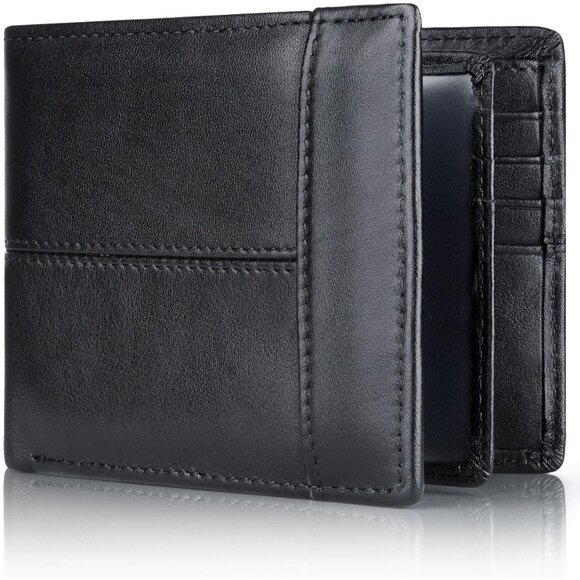 Mens Wallet RFID Blocking Leather Bifold Wallets For Mens Extra Capacity